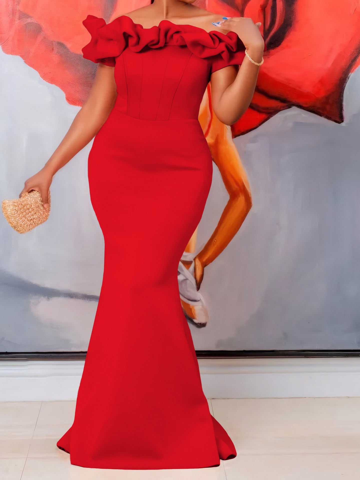 Women's Summer Off Shoulder Sexy Mermaid Long Dress 7