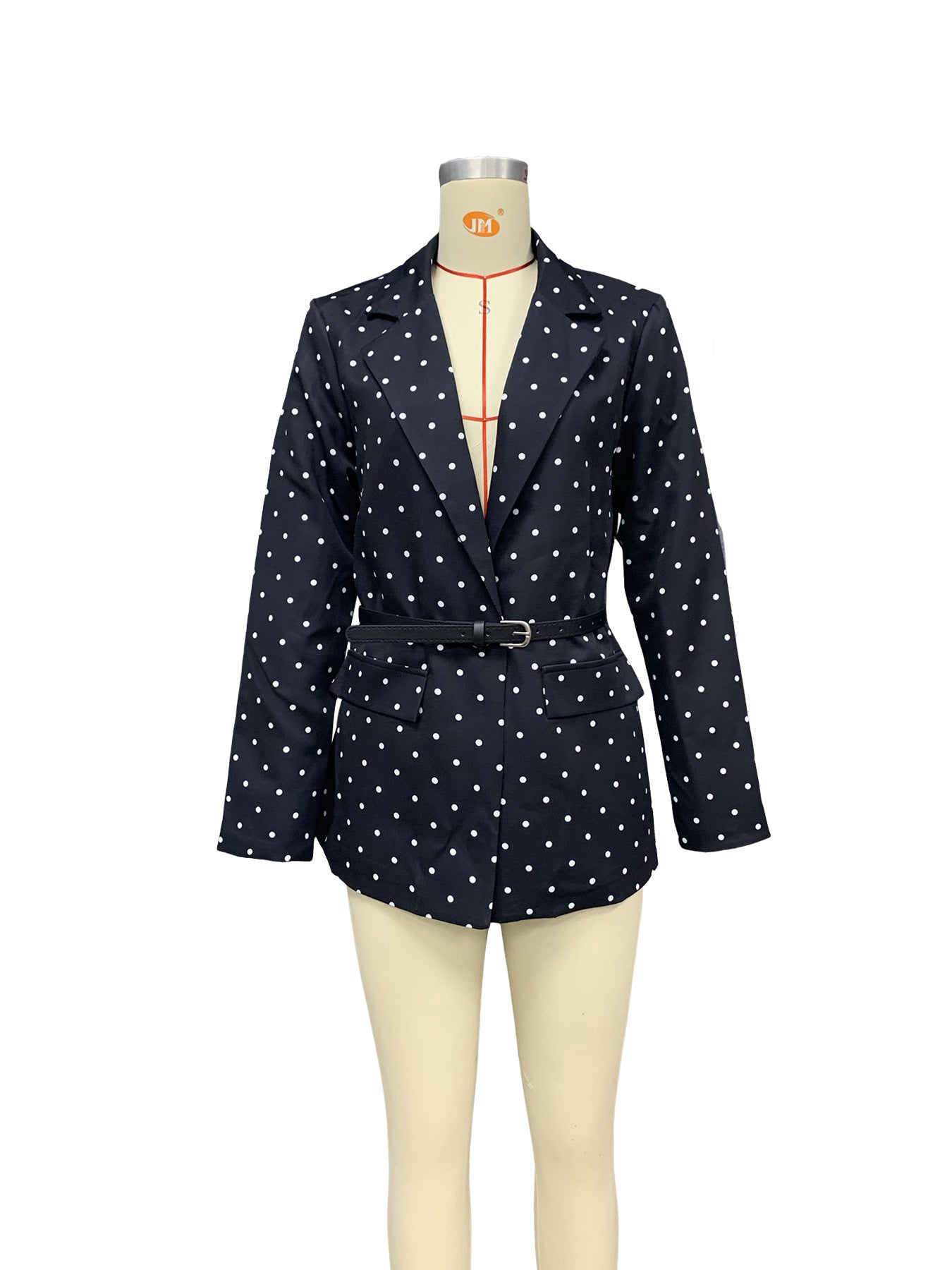 Spring Women's Fashion Chic Polka Dot Turndown Collar Long Sleeve Blazer 14