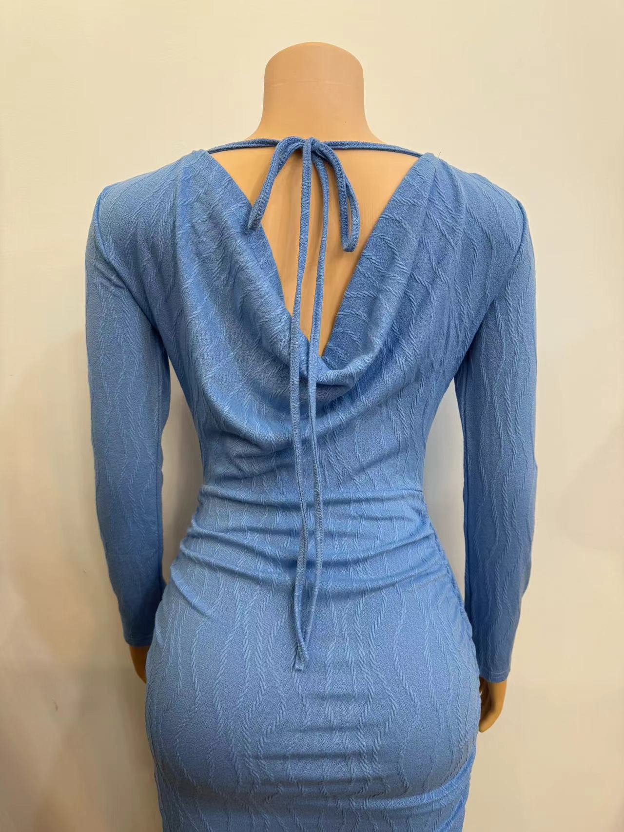 Women Long Sleeve Backless Midi Bodycon Dress 8