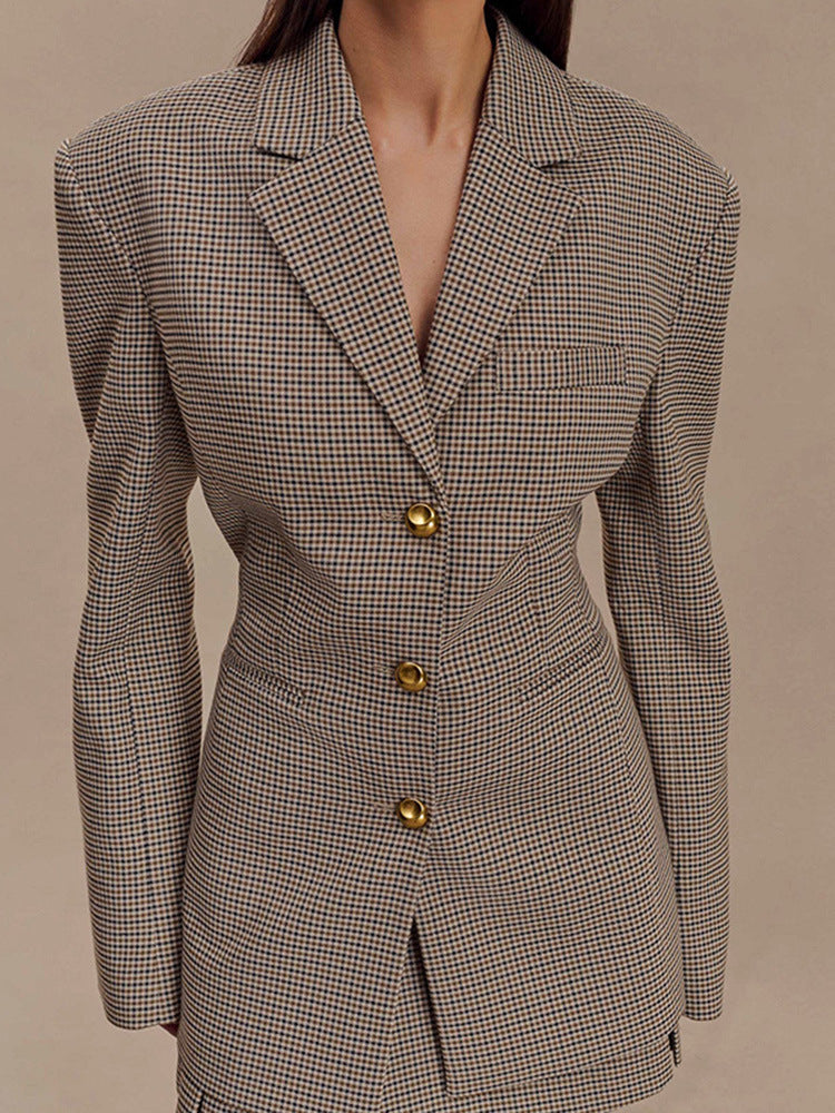 Women Fall/Winter Houndstooth Blazer Coat 4