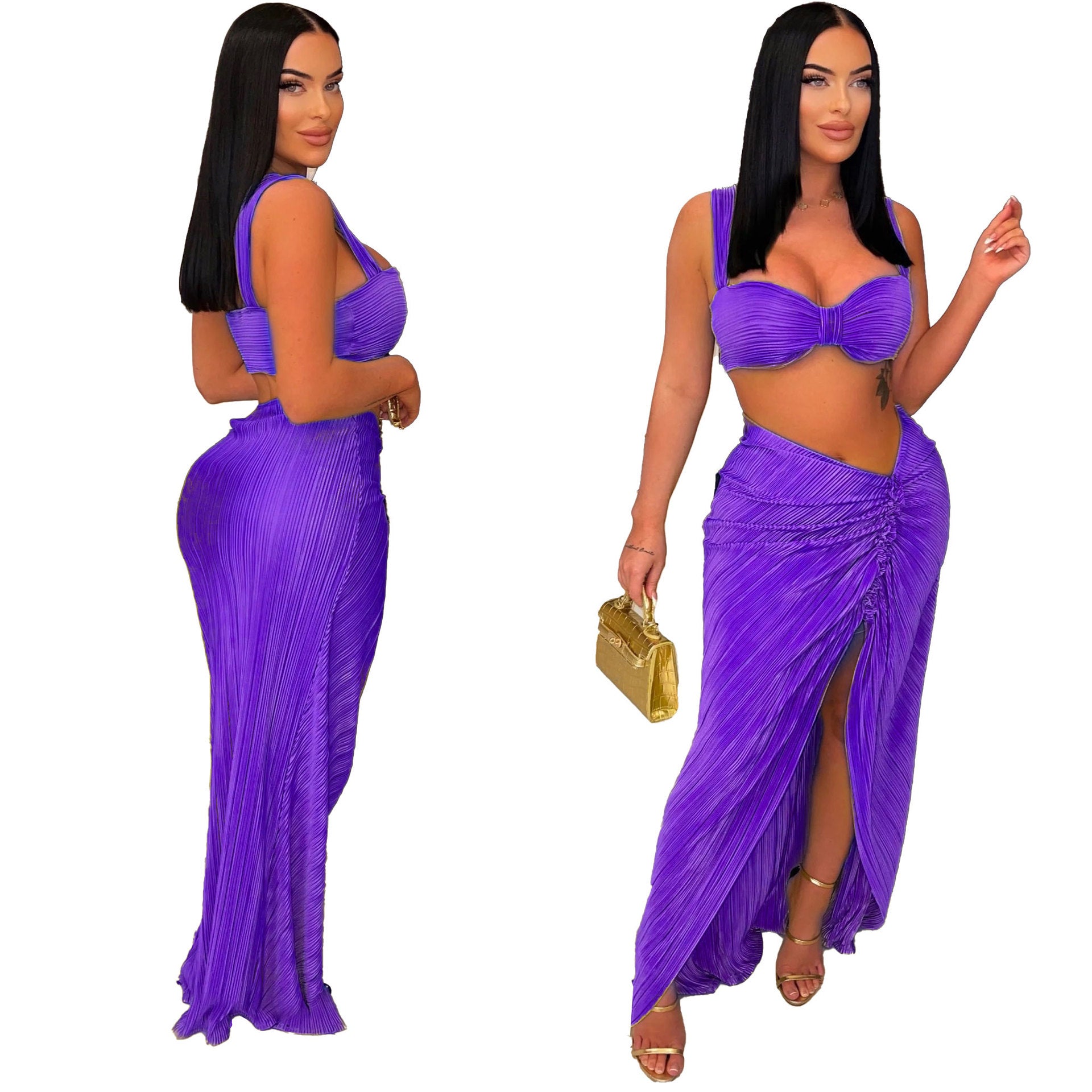 Sexy suspenders two-piece long skirt set 12