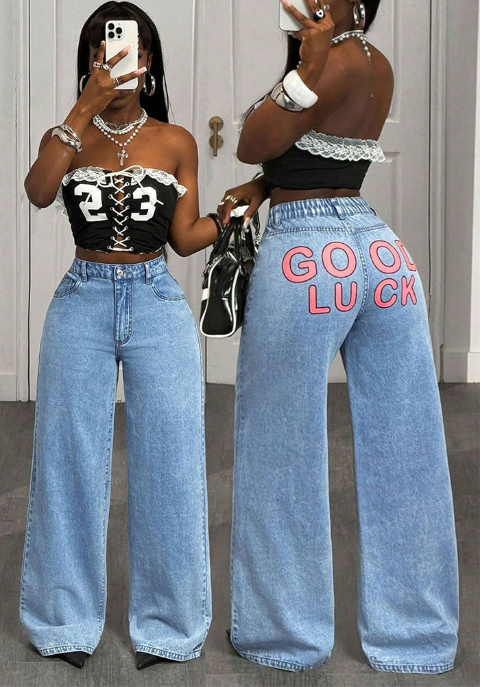 Women's Wide Leg Loose Straight Denim Pants