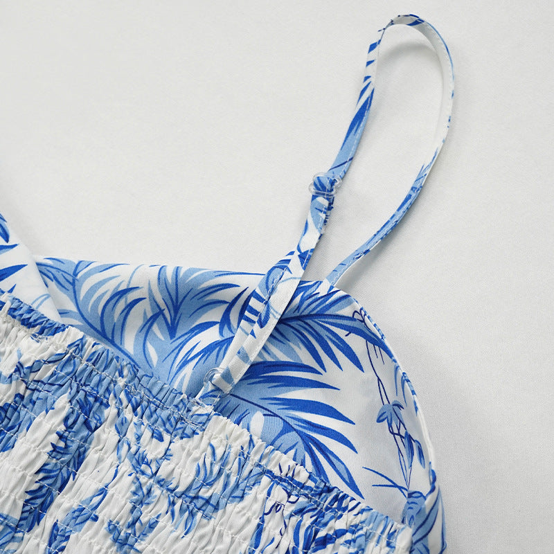 Women Printed Crop Top and Maxi Dress Two-Piece Set 8