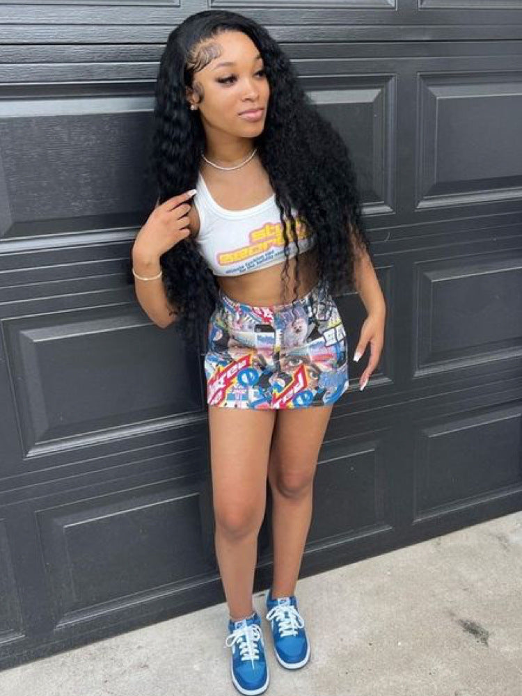 Summer street poster print stylist skirt 5