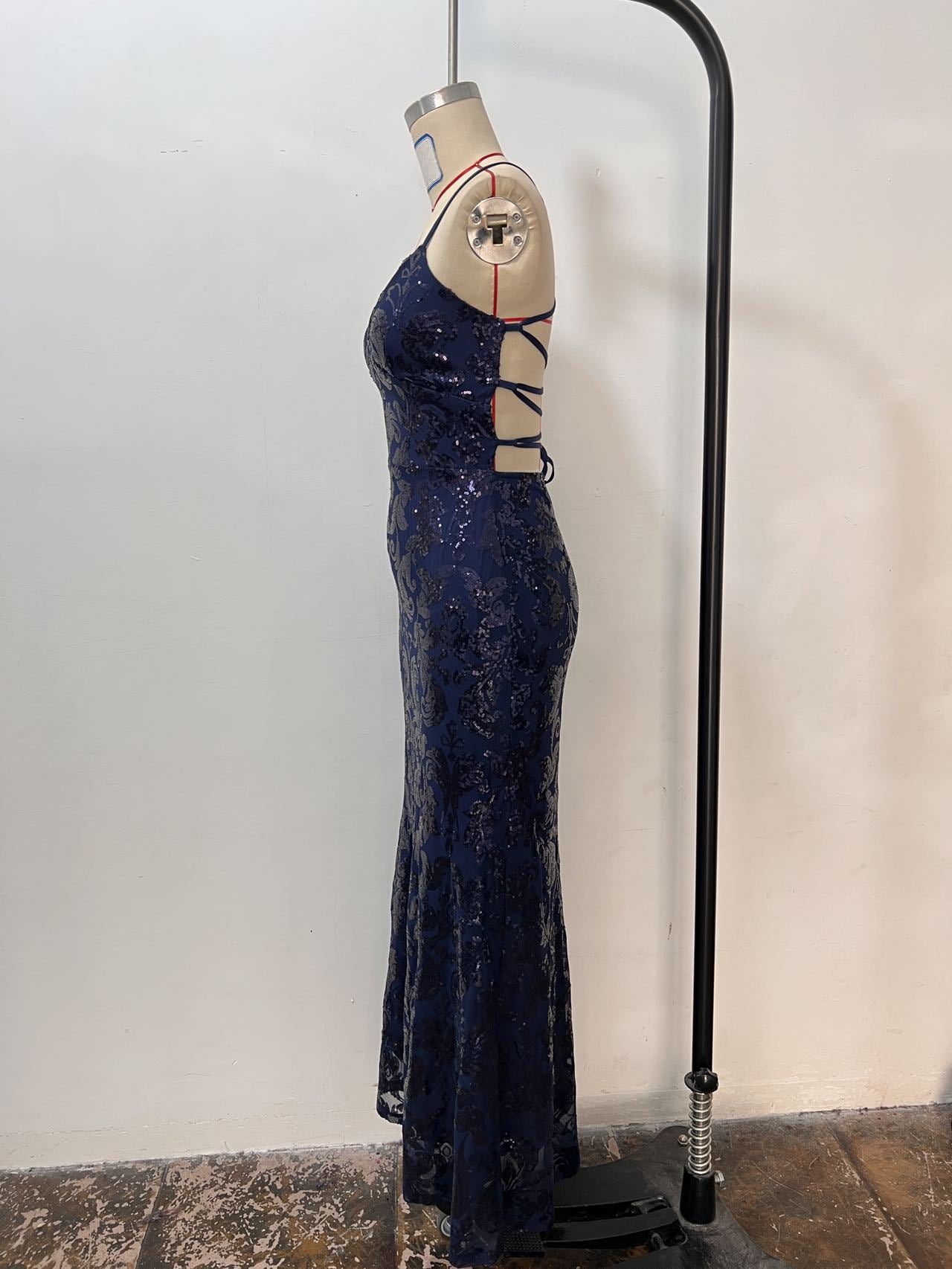 Women Sexy Lace-Up Sequined Evening Dress（Processing time need 3-6 days） 5