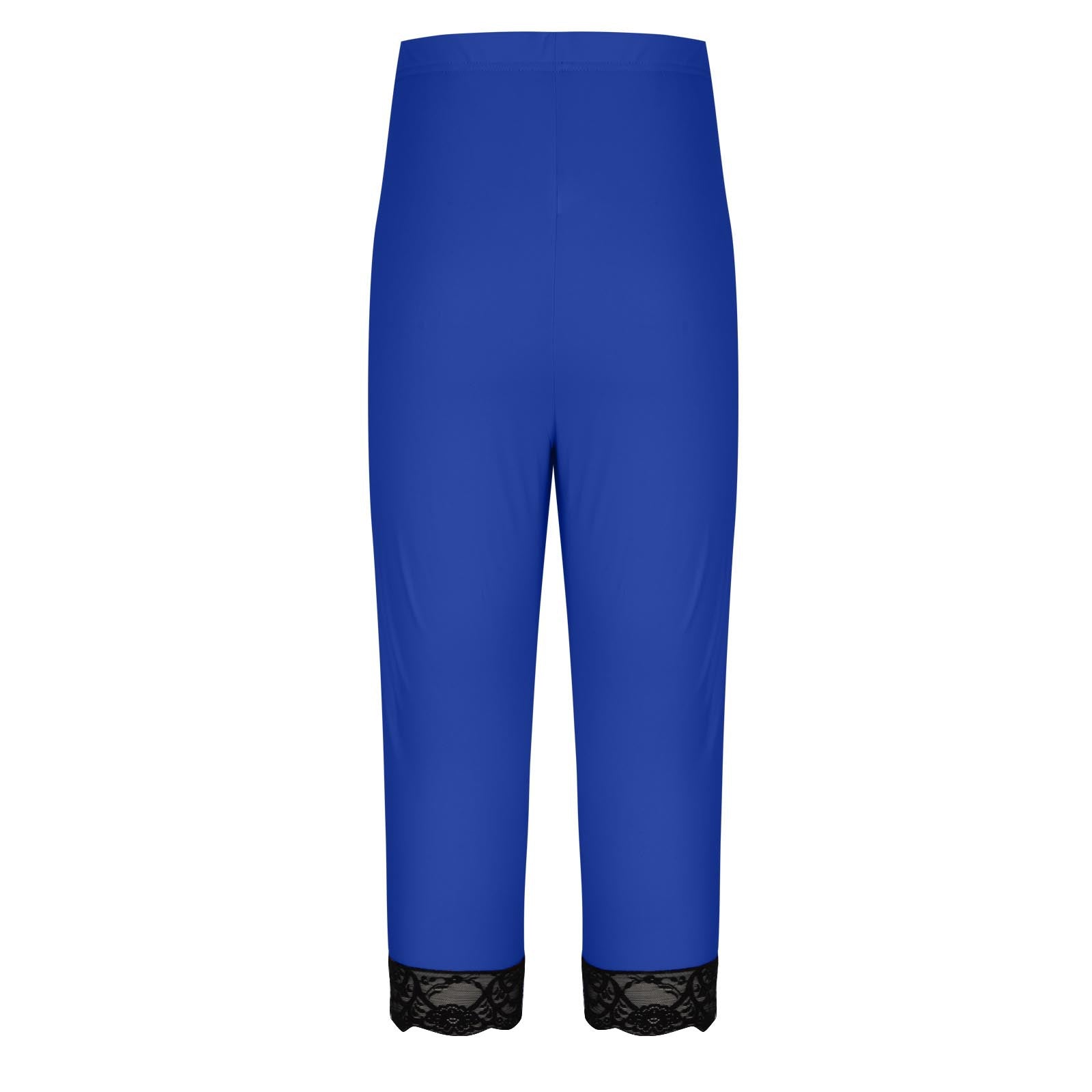 Women's Trousers Lace Capri Pants Plus Size Elastic Waist Tight Pants 18