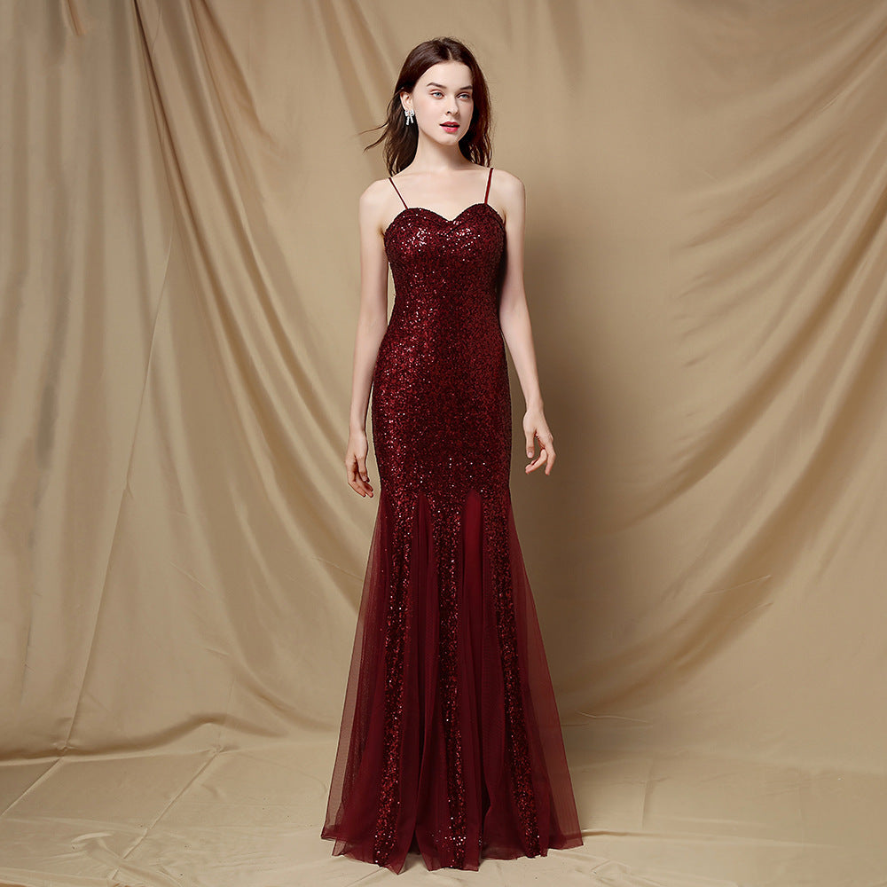 Summer Formal Sequins Strap Mermaid Evening Dress 16