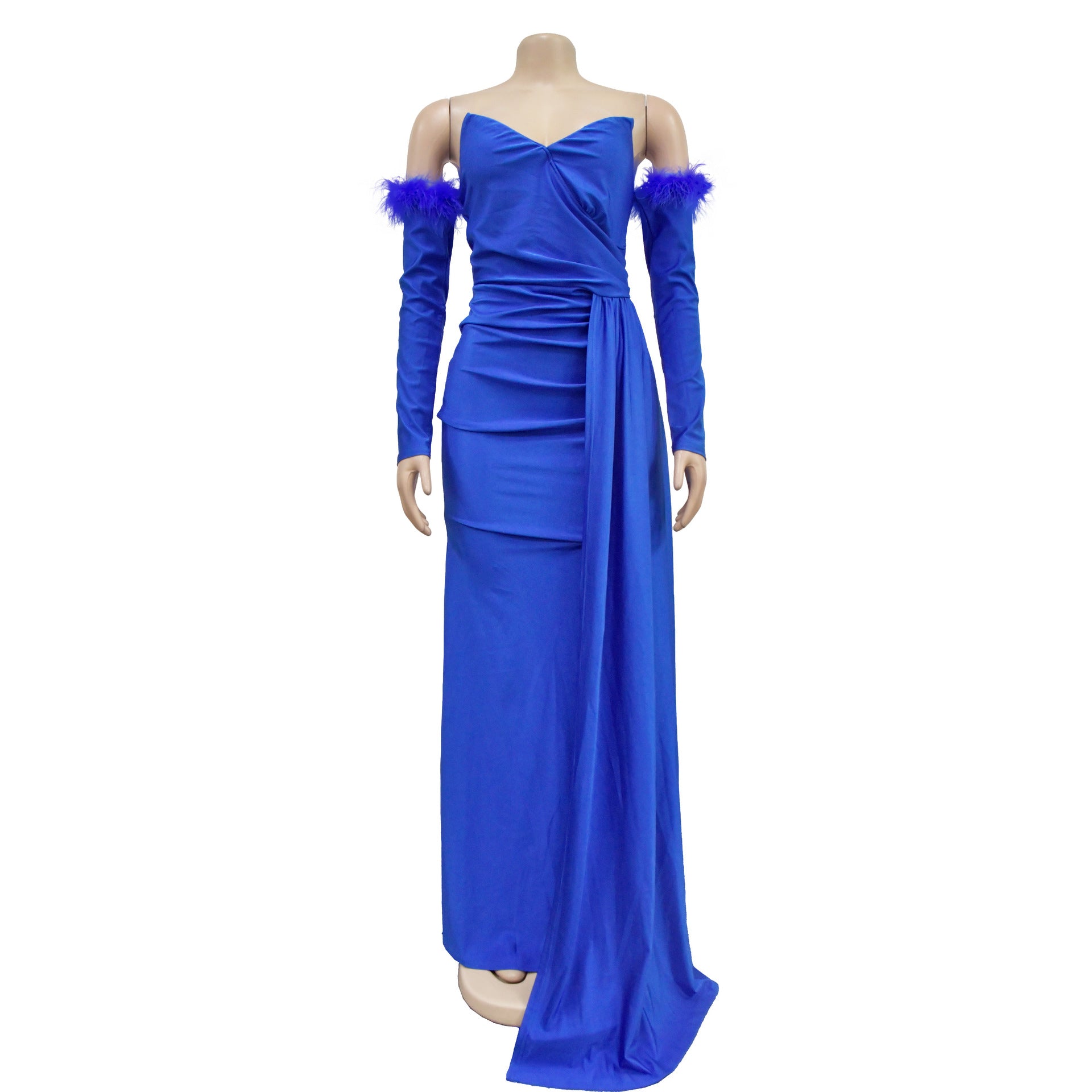 Fashion Women's Solid Color Pleated Low Back Slit Maxi Dress 39