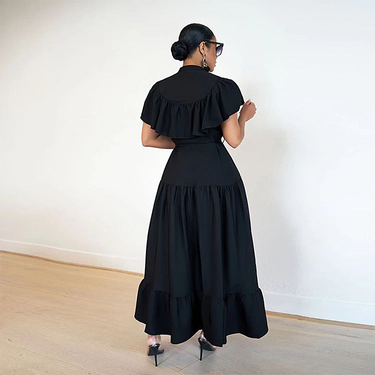 Women Retro Skirt Loose French Shirt Dress 4