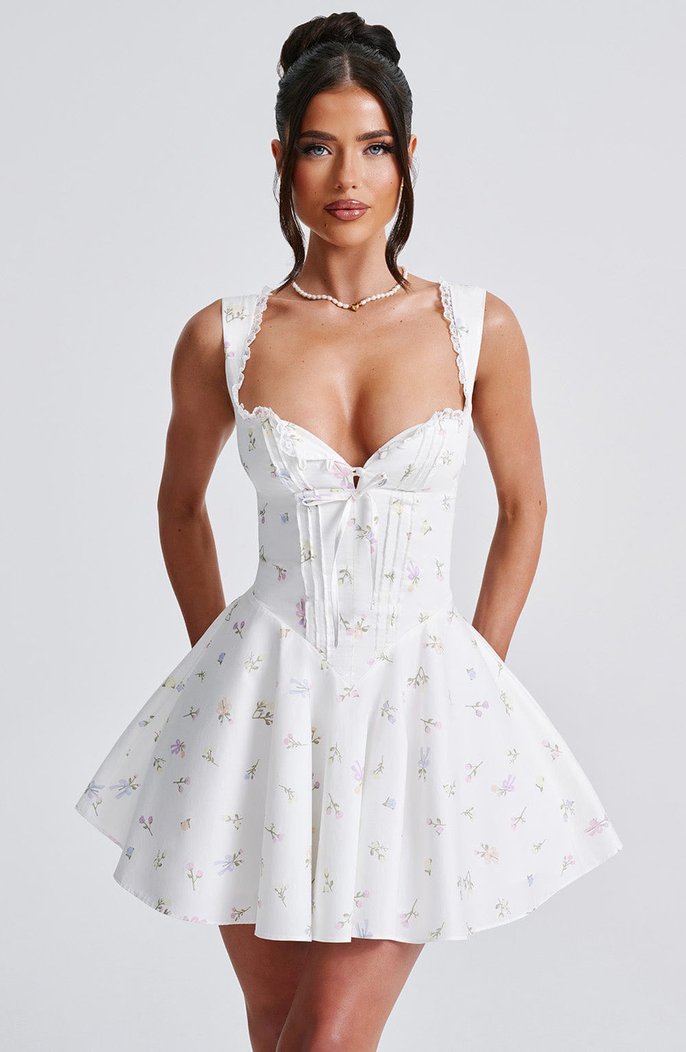 Sexy Lace Patchwork Strap Low Back A-line Short Dress 5