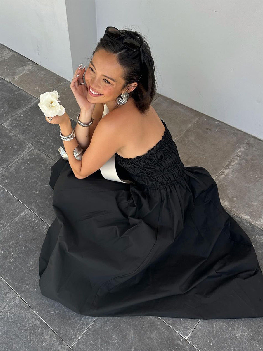 Summer Sleeveless Strapless Black Beach Holidays Dress 6