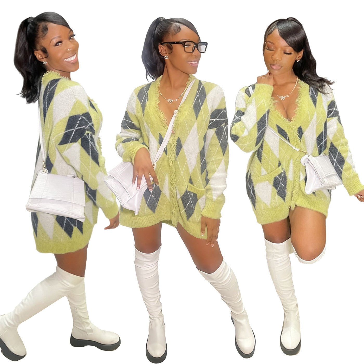 Women's Casual Knitting Mid-Length Coat