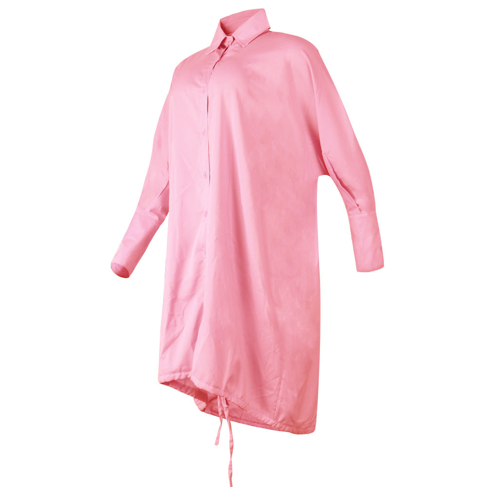 Women Long Sleeve Solid Loose Dress 19