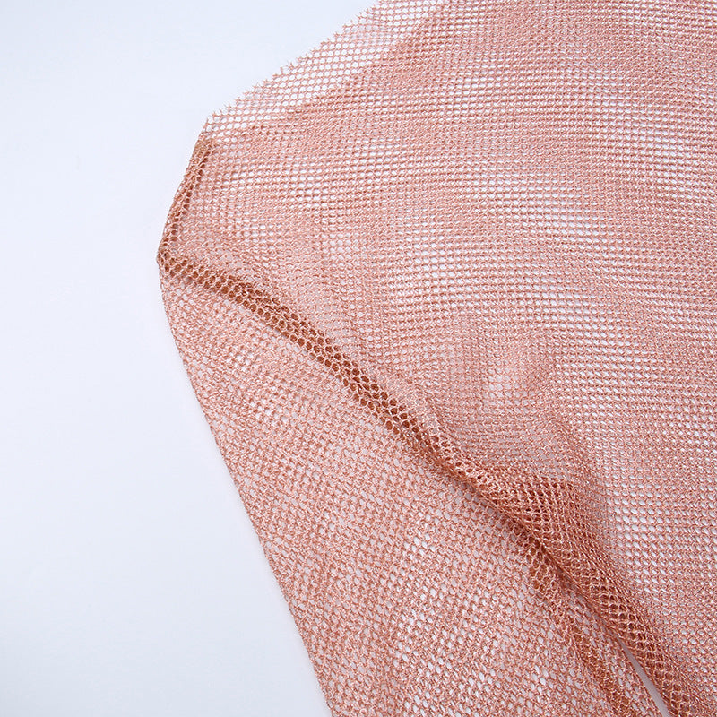 Furry Long Sleeve See-Through Mesh Fashion Trend Sexy Women's Nightclub  Dress 19