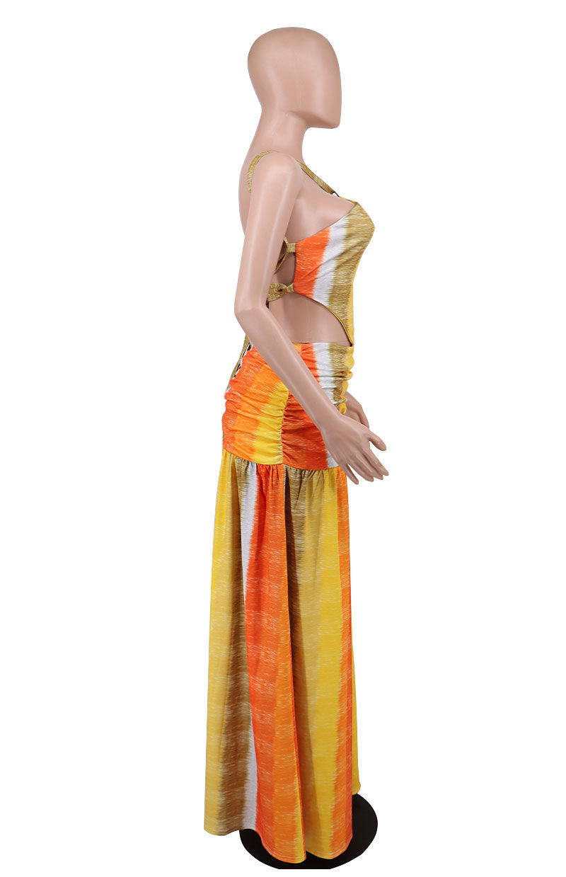 Women's Dresses Summer Slip Skirt Halter Neck Maxi Chic Casual Print Sleeveless Dress 10