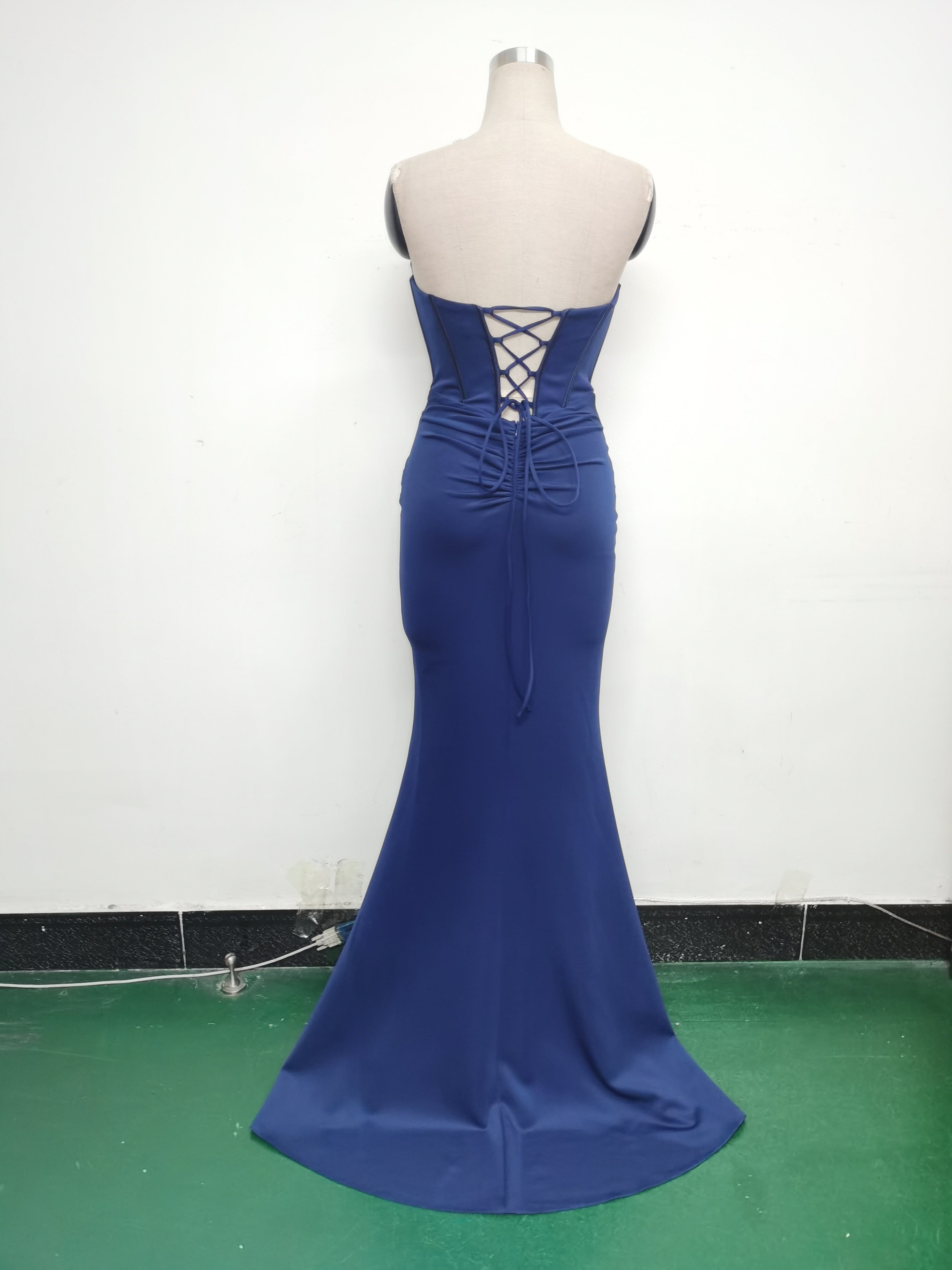Women herringbone Strapless sweetheart neck hollow Lace-Up Formal Party evening dress 23