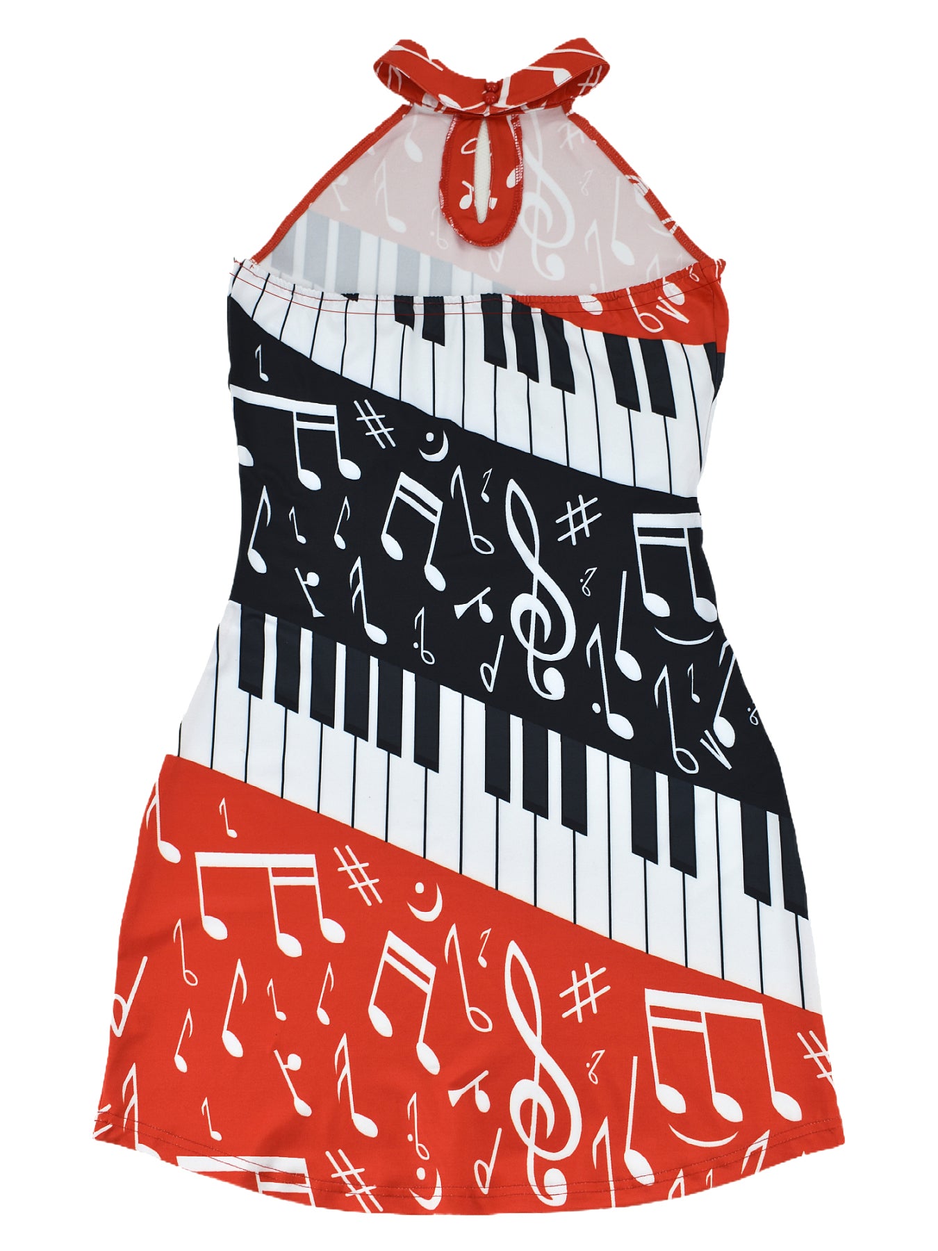 Fashion Piano Print Sleeveless Casual Dress 5