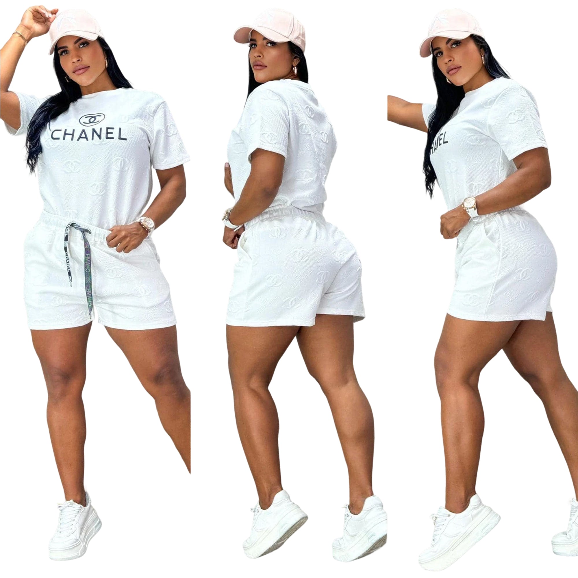 Summer Fashion Casual Sport Solid color two piece shorts set 5