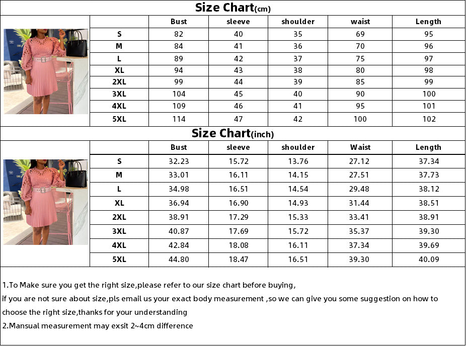 Women'S Chic Solid Color Lace Crochet Cutout Pleated Dress 10