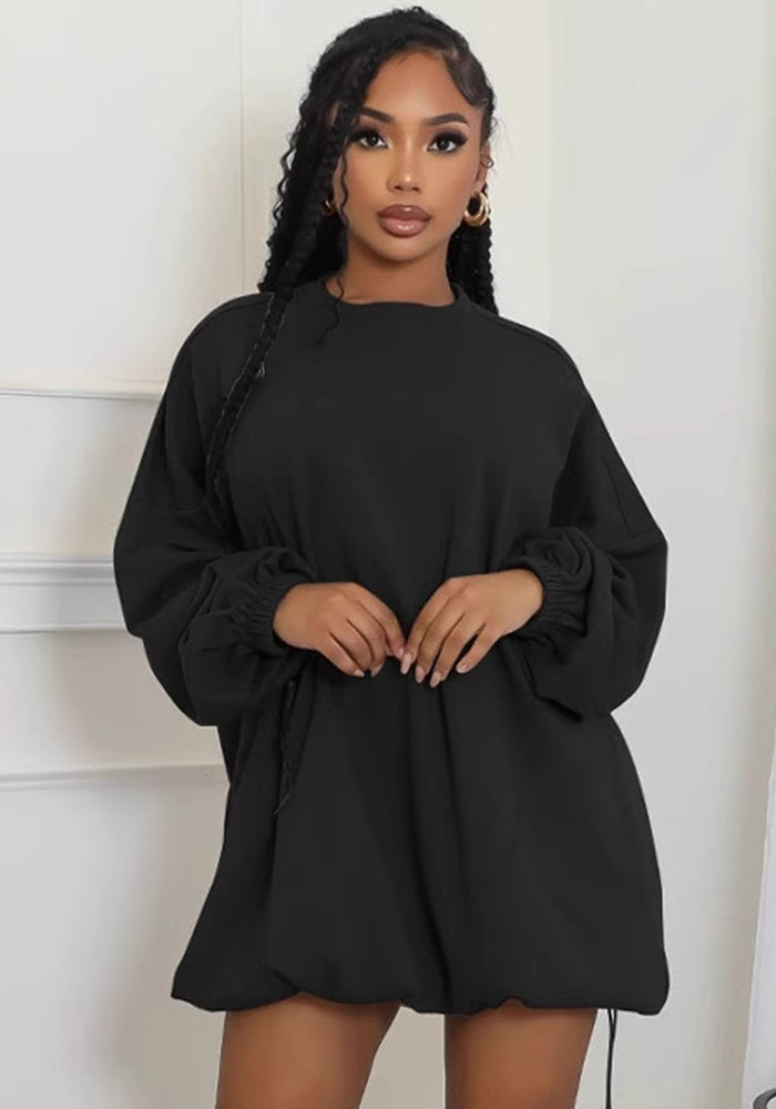 Women Drawstring Pocket Dress