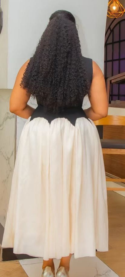 Womenƒ??s Spring Summer Fashion French Chic Colorblock Irregular Dress 5