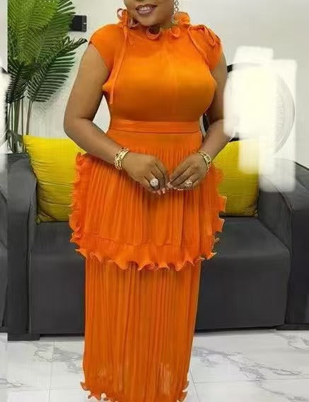 Plus Size Women's Fashion Elegant Chic Ruffle Summer Maxi Dress African Style 7