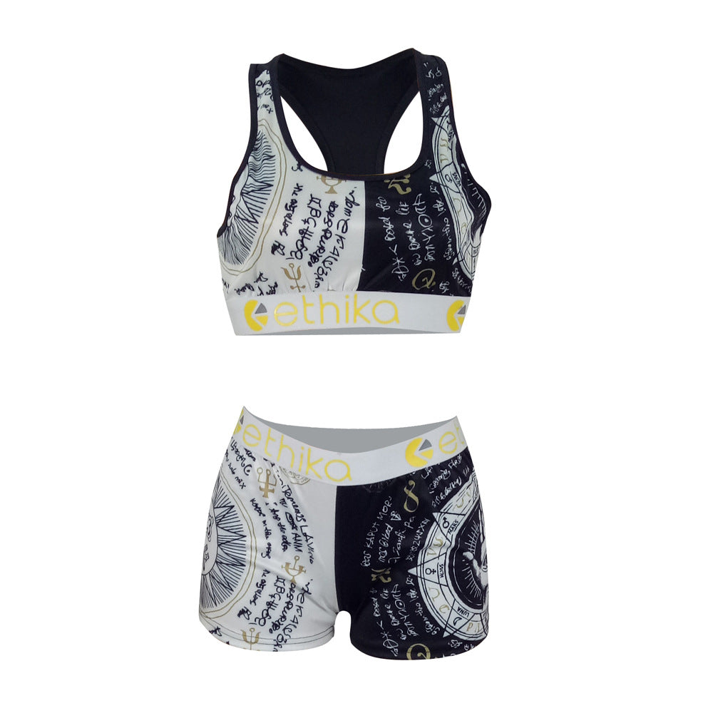 Women Summer Cartoon Printed Top and Shorts Two-piece Set 19