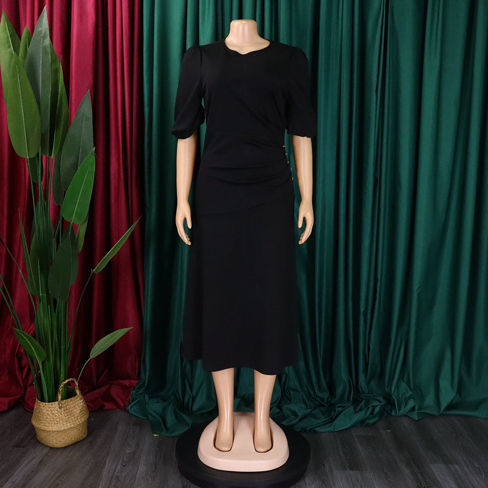 Women's Summer Chic Elegant Solid Plus Size Dress 26