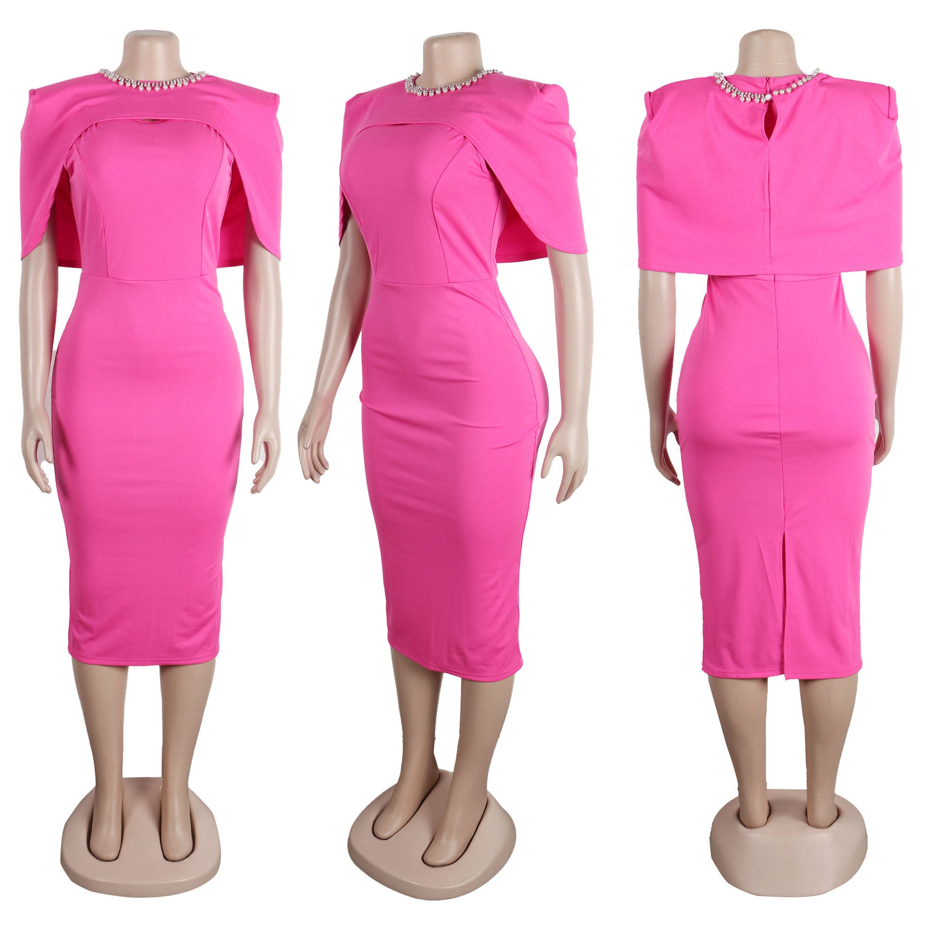 Casual Fashion Sleeveless Slim Back Slit Bodycon Dress Waistcoat Two-Piece Set 17