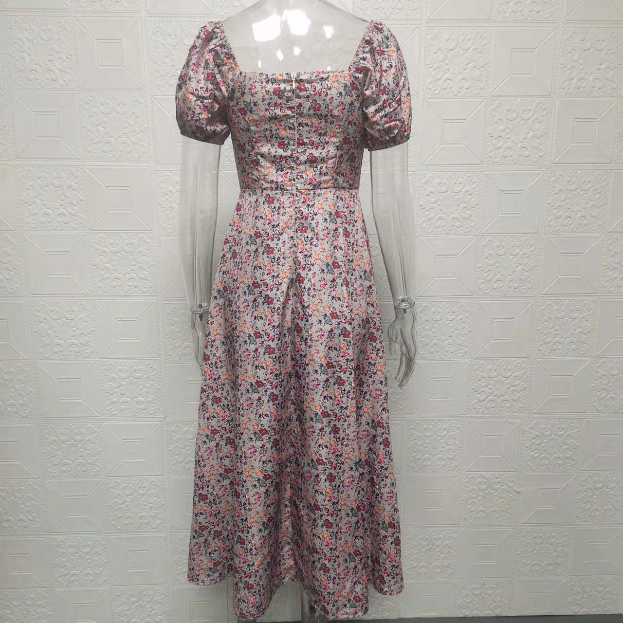 Square Neck Long Floral Summer Dress 28