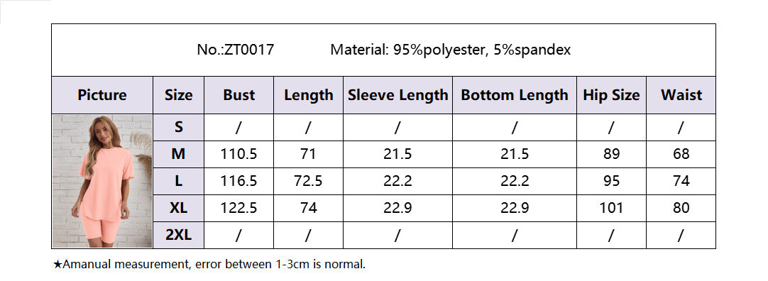 Plus Size Women T-Shirt and Shorts Casual Two-piece Set 16