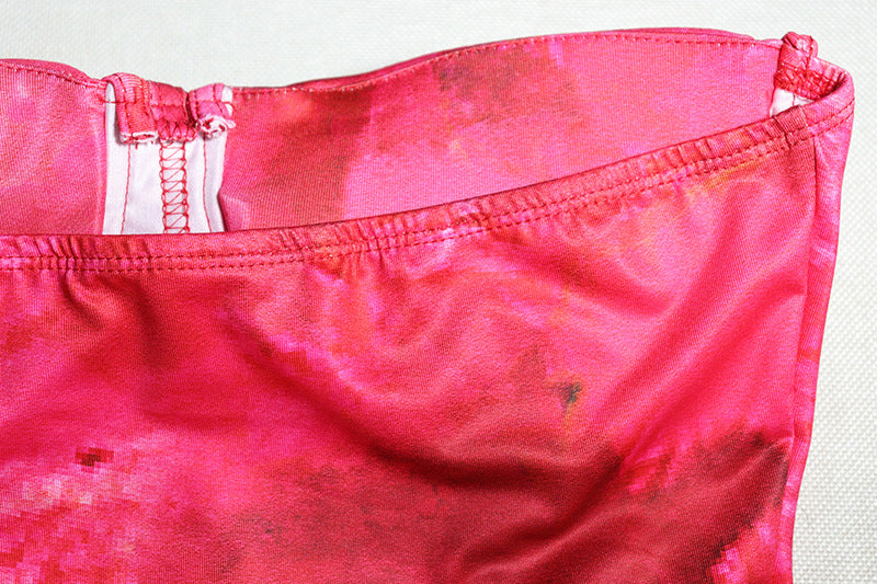 Summer Fashion Women's Sexy Printed Strapless Vest Skirt Trendy Two Piece Set 17