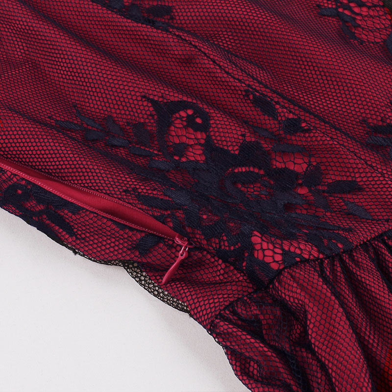 Women's Purple Strap Lace-Up Gothic Lace A-Line Dress 19