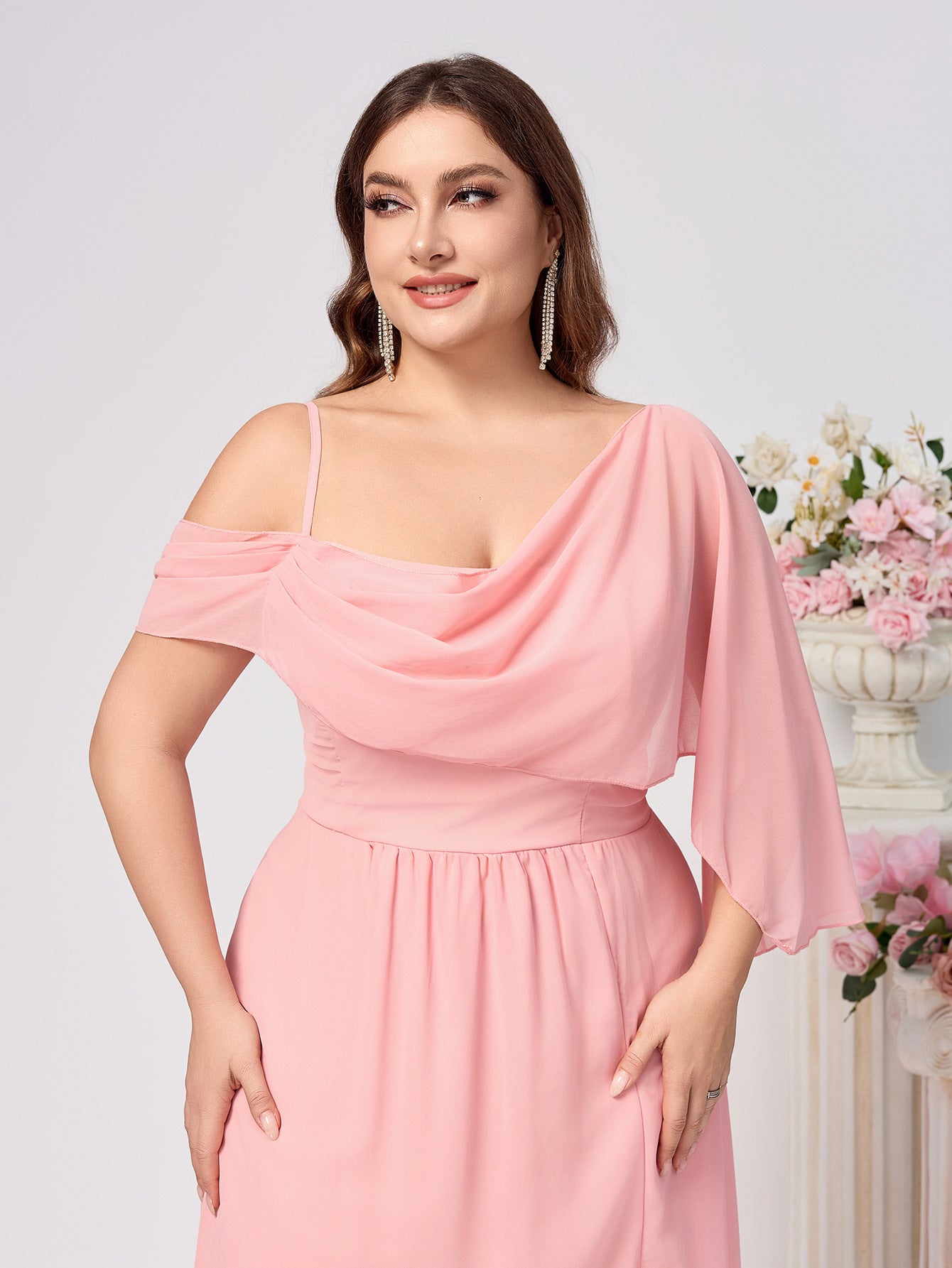 Plus Size Women Sexy Strap Formal Party Solid Dress 5