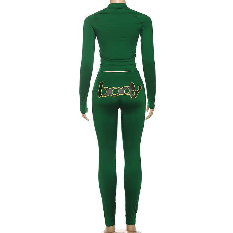 Women Fall Casual Printed Long-Sleeved Top and Pants Two-Piece Set 17