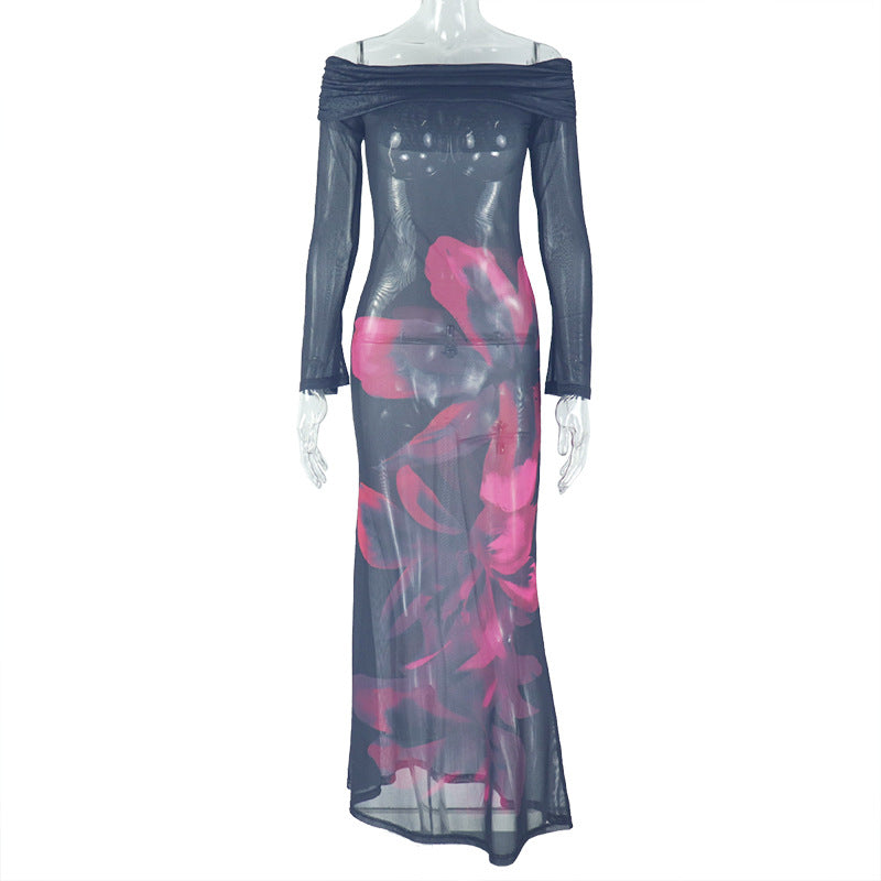 Women Elegant Bodycon Strapless Off Shoulder Raglan Long Sleeve Dress 8