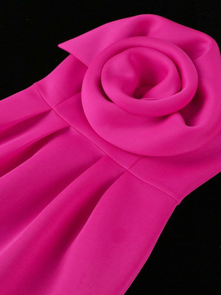 One Shoulder Flower High Waist Formal Party Dress 21