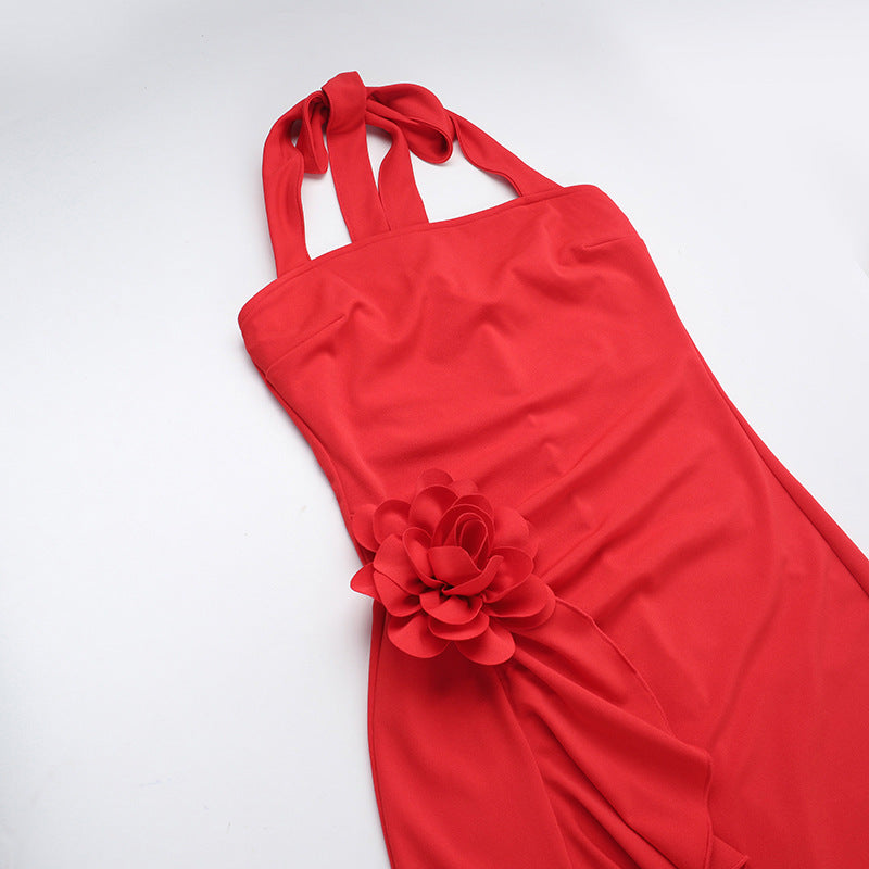 Women Fall Sexy Flower Slit Dress 8