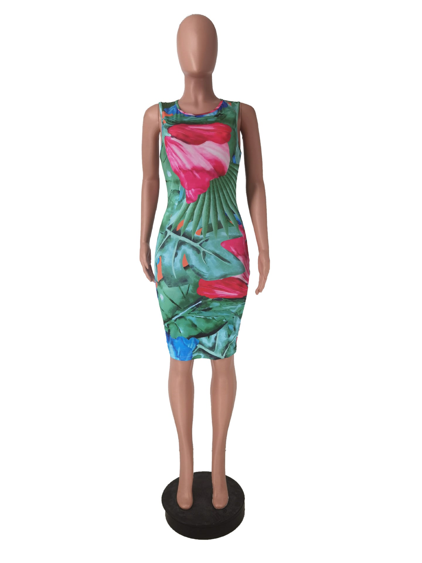 Women's Sexy Sleeveless Printed Bodycon Dress 6