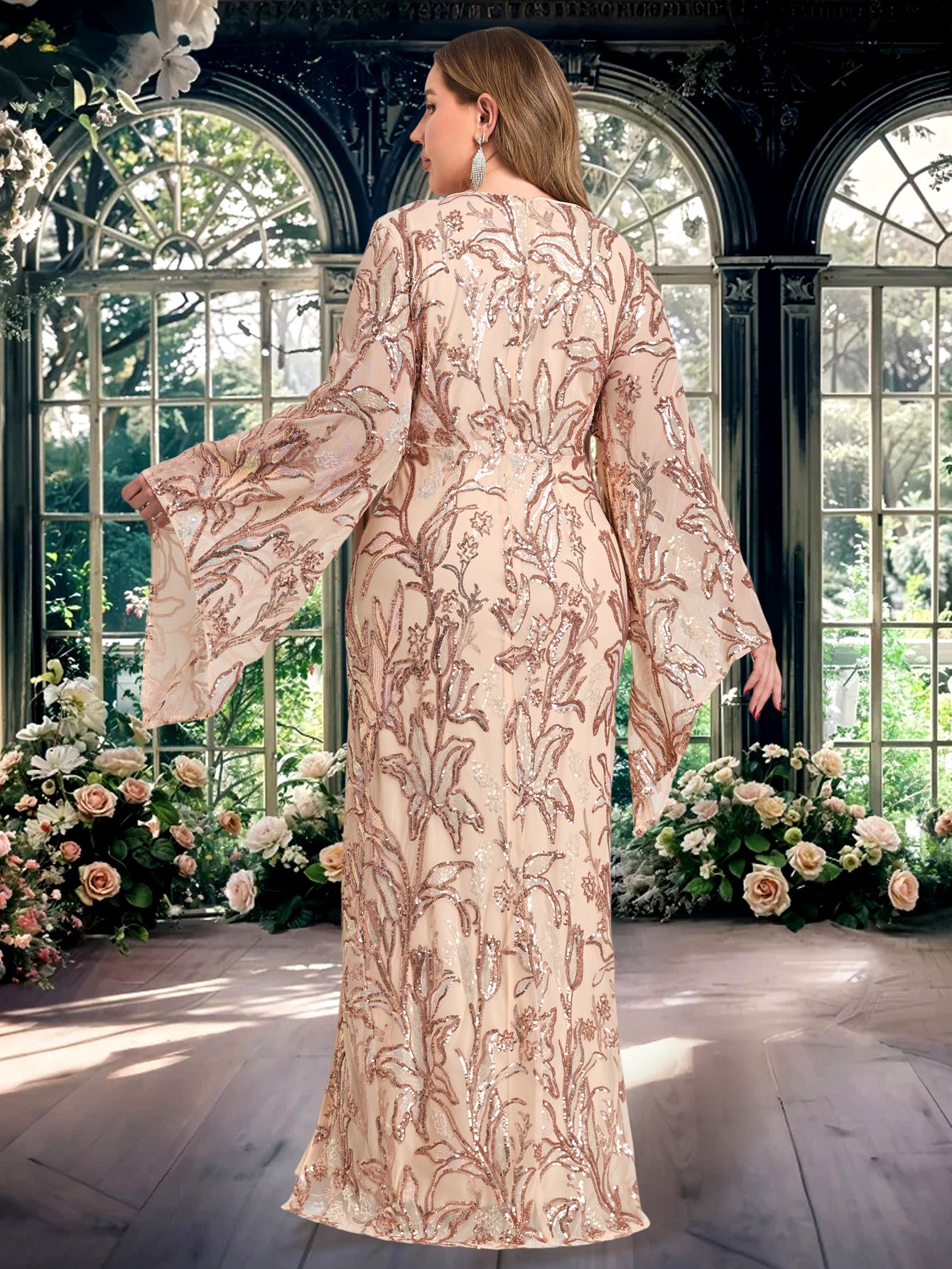 Plus Size Women's Dress Sequin Embroidery Prom Evening Gown 9