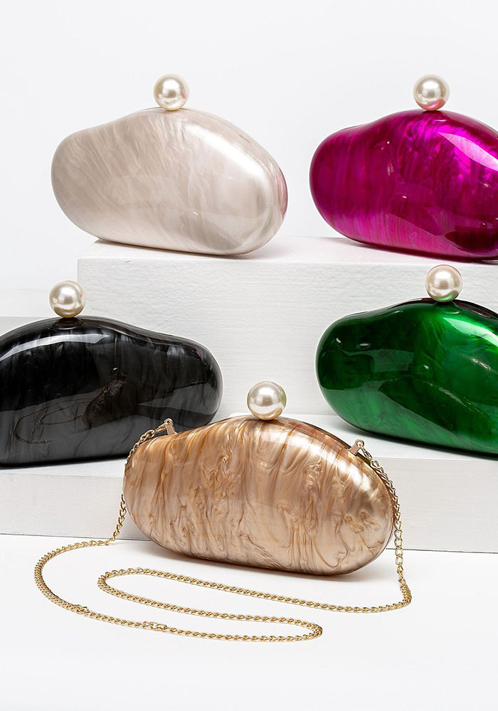 Women's Shoulder/Crossbody Bag Shell Acrylic Clutch for Wedding & Evening Party