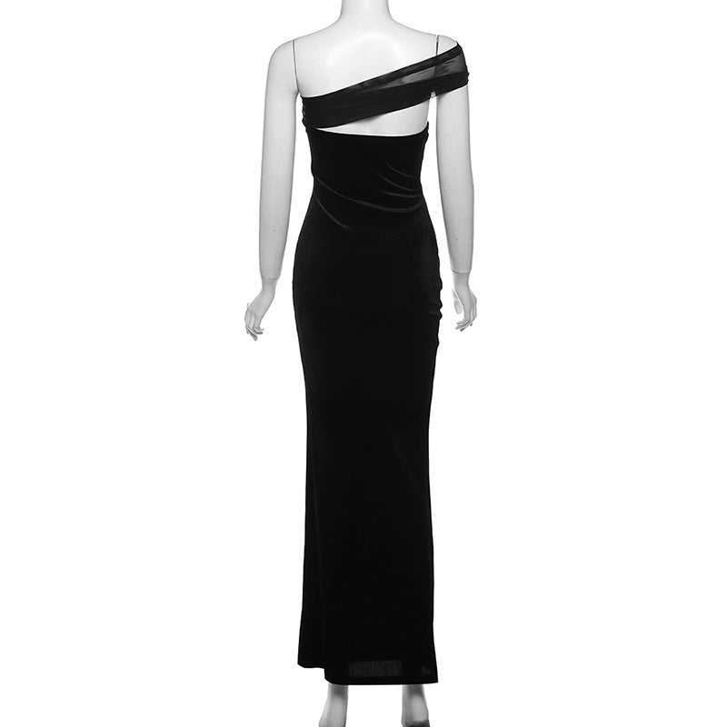 Patchwork One-Shoulder Strapless Low-Back Sexy Bodycon Dress 7