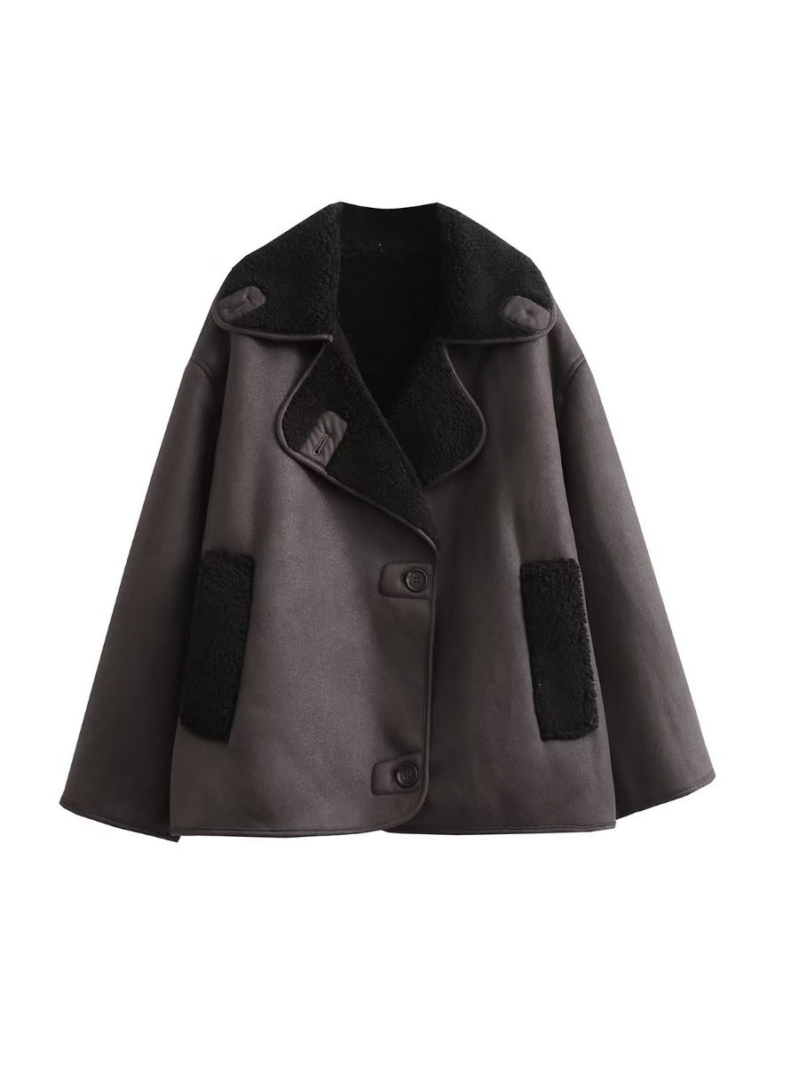 Winter Turndown Collar Loose Fur Jacket 6