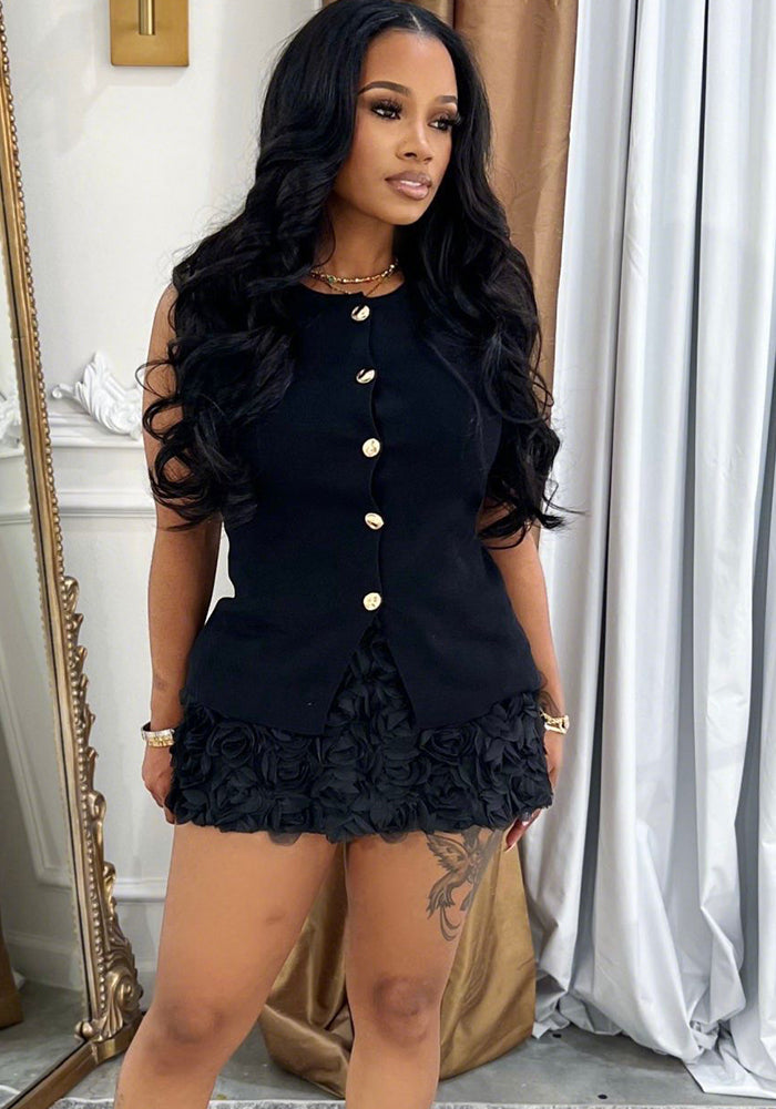 Women's Sleeveless Top Floral Bodycon Skirt Set