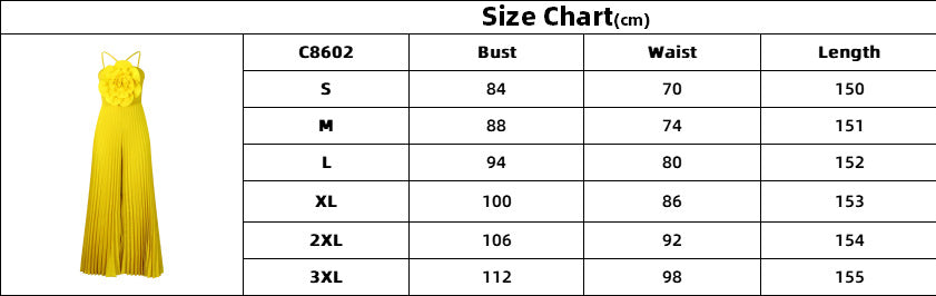 Women's Summer Halter Neck Flower Solid Color Wide Leg Plus Size Jumpsuit 22