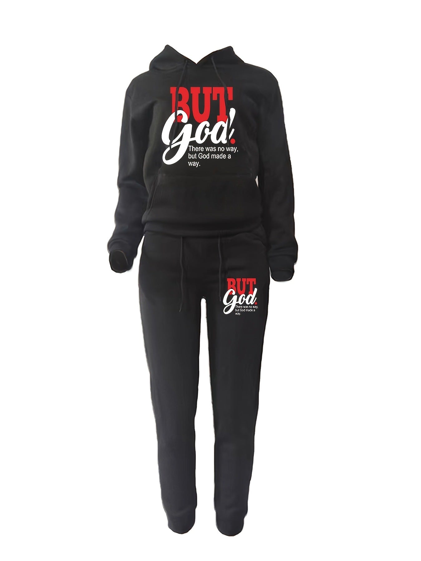 Women's Two-Piece Casual Printed Fleece Hoodie Pants Set 19