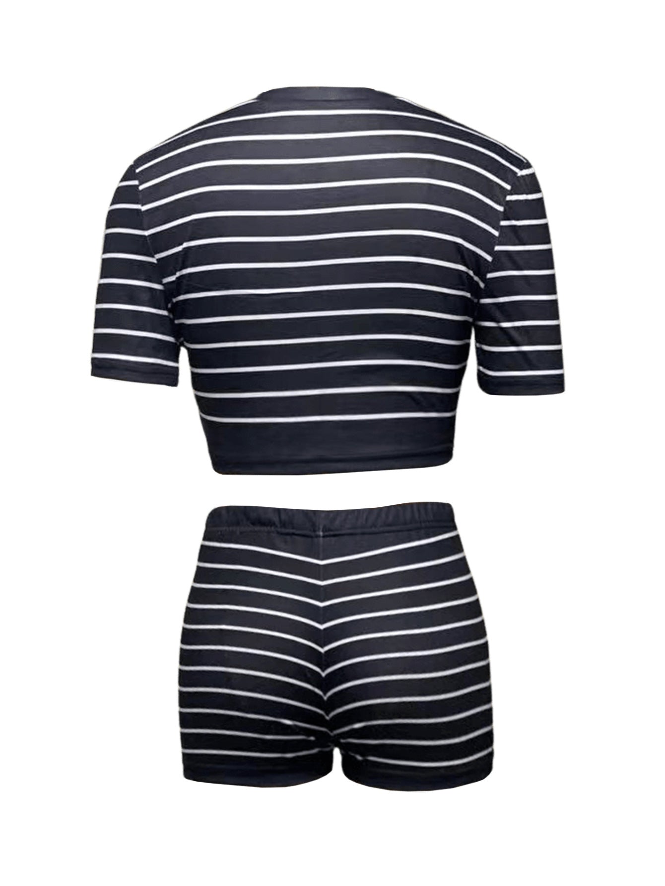 Women striped digital print top and shorts two-piece set 5