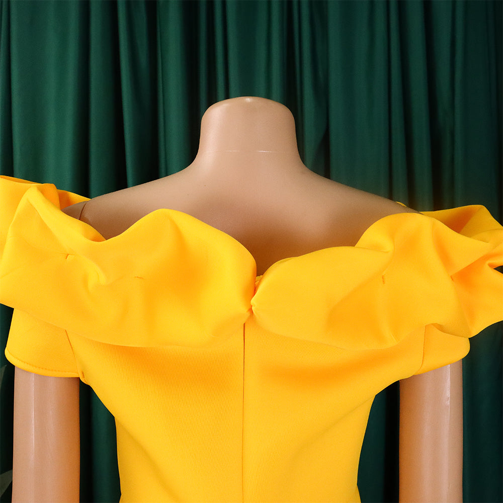 Women's Fashion Summer Solid Color Off Shoulder Mermaid Maxi Evening Dress 14