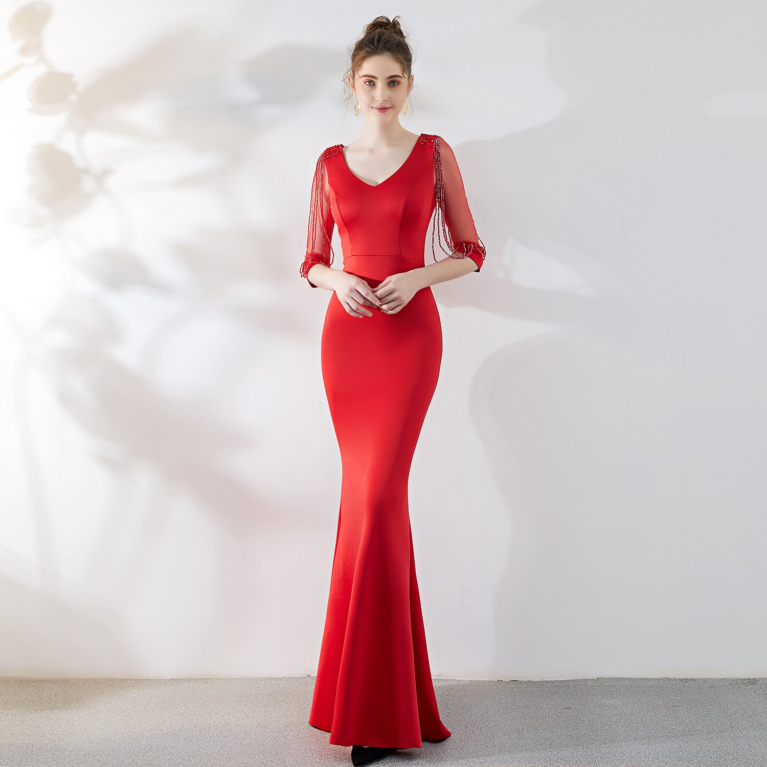 Bridal Toast Dress Fashion Formal Party Red Sexy Slim Mermaid Dress Wedding Evening Dress for Women 12