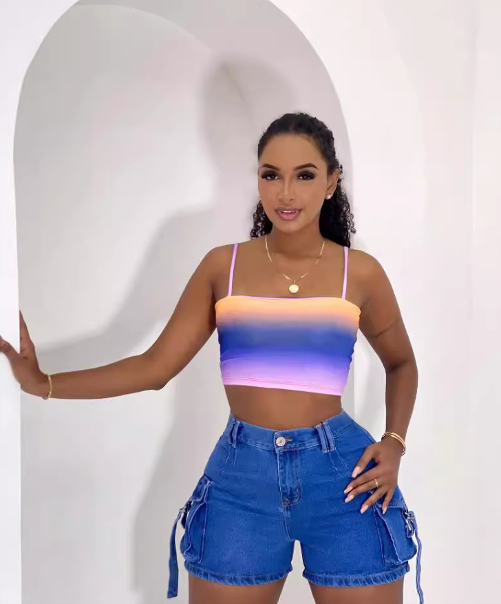 Women Washed Stretch Denim Shorts